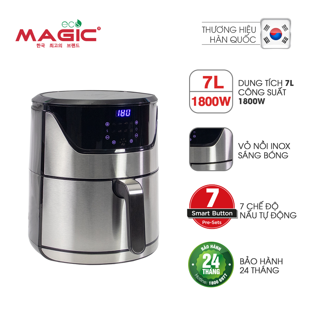 Nồi Chiên Không Dầu Kết Hợp Nướng Magic Eco AC-122 7L - Hàng chính hãng