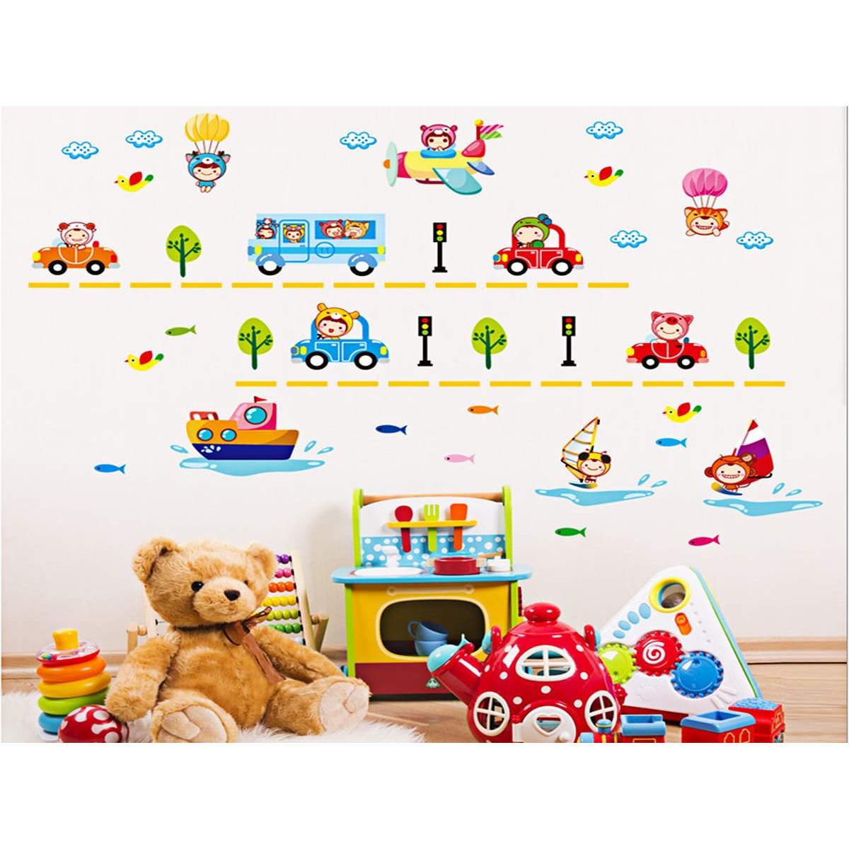 DECAL DÁN TƯỜNG XE GIAO THÔNG
