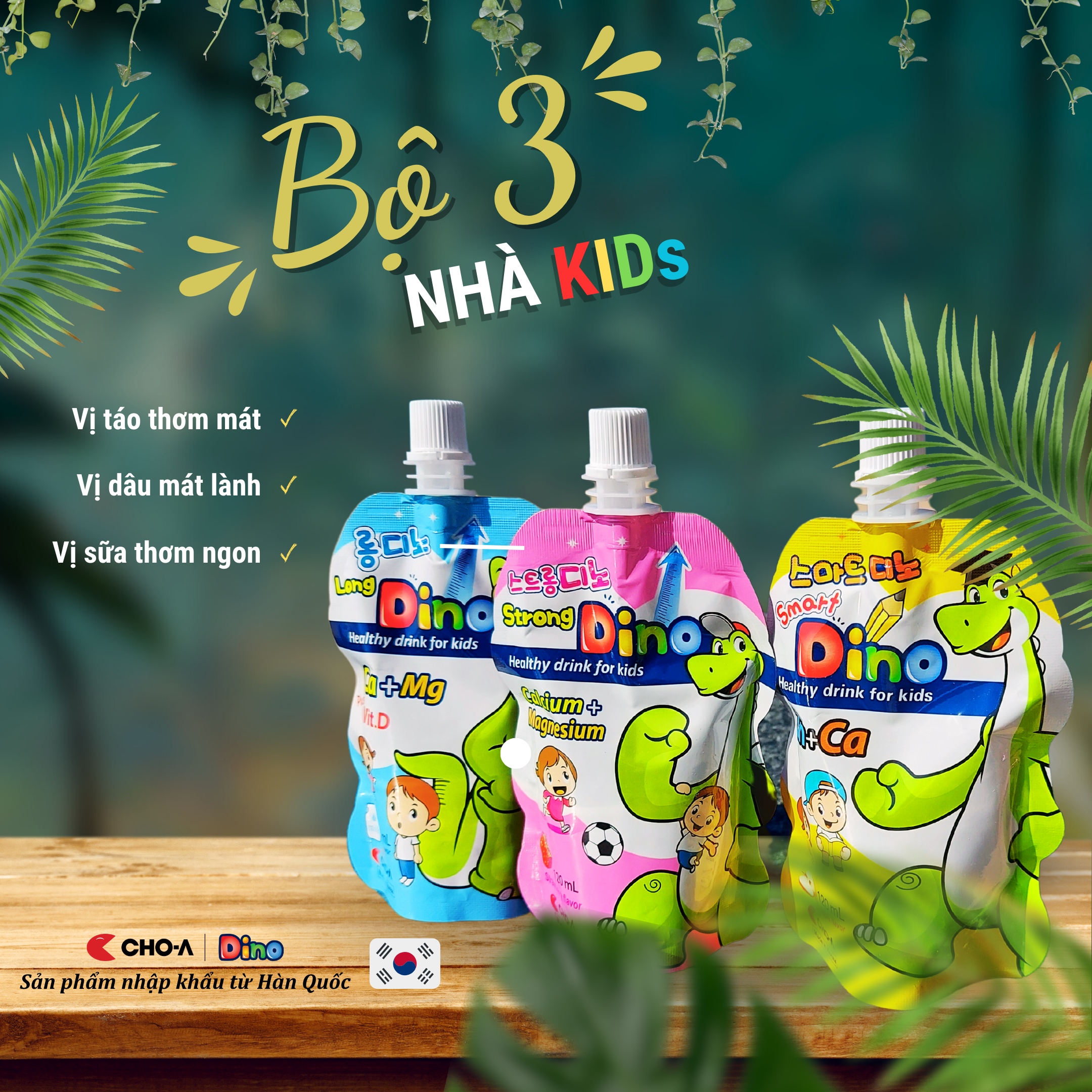 Nước Uống Dino Vị Dâu Bổ Sung Canxi Và Magie Cho Trẻ - Strong Dino (1 Gói x 120ml)
