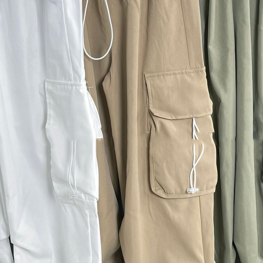 Quần kaki cargo pants túi hộp ống rộng nhiều túi cạp cao 123