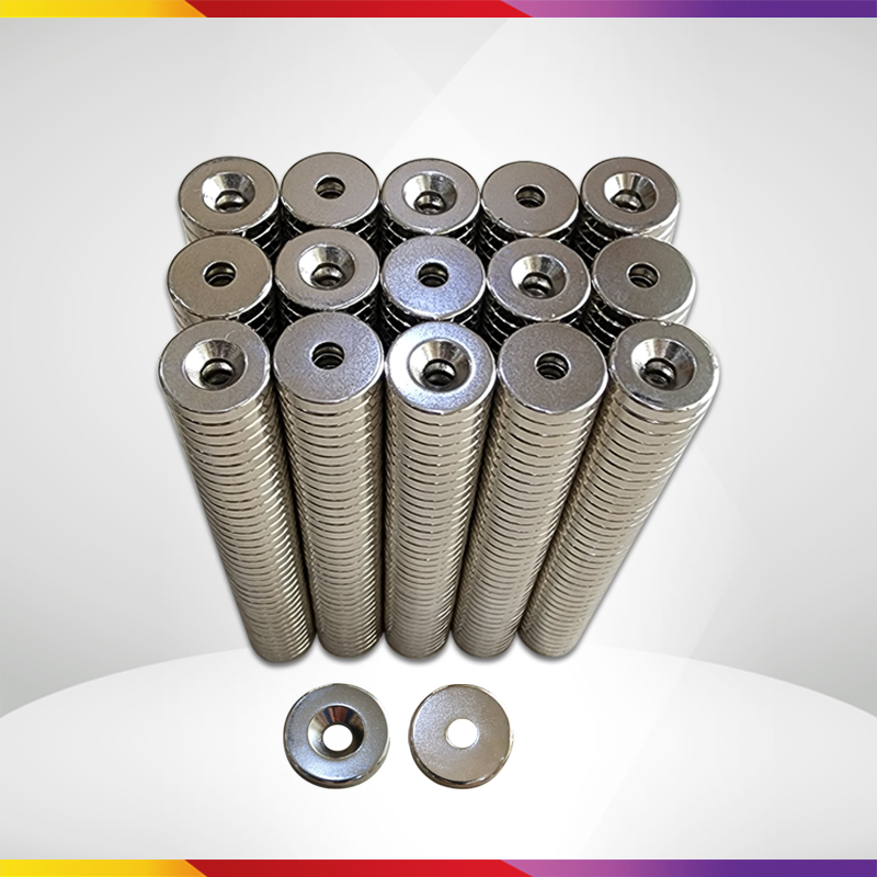 Bộ 20 Viên Nam Châm Đất Hiếm Loại Tròn 15x3mm Lỗ Vát M4 Lực Từ N35 Cực Mạnh
