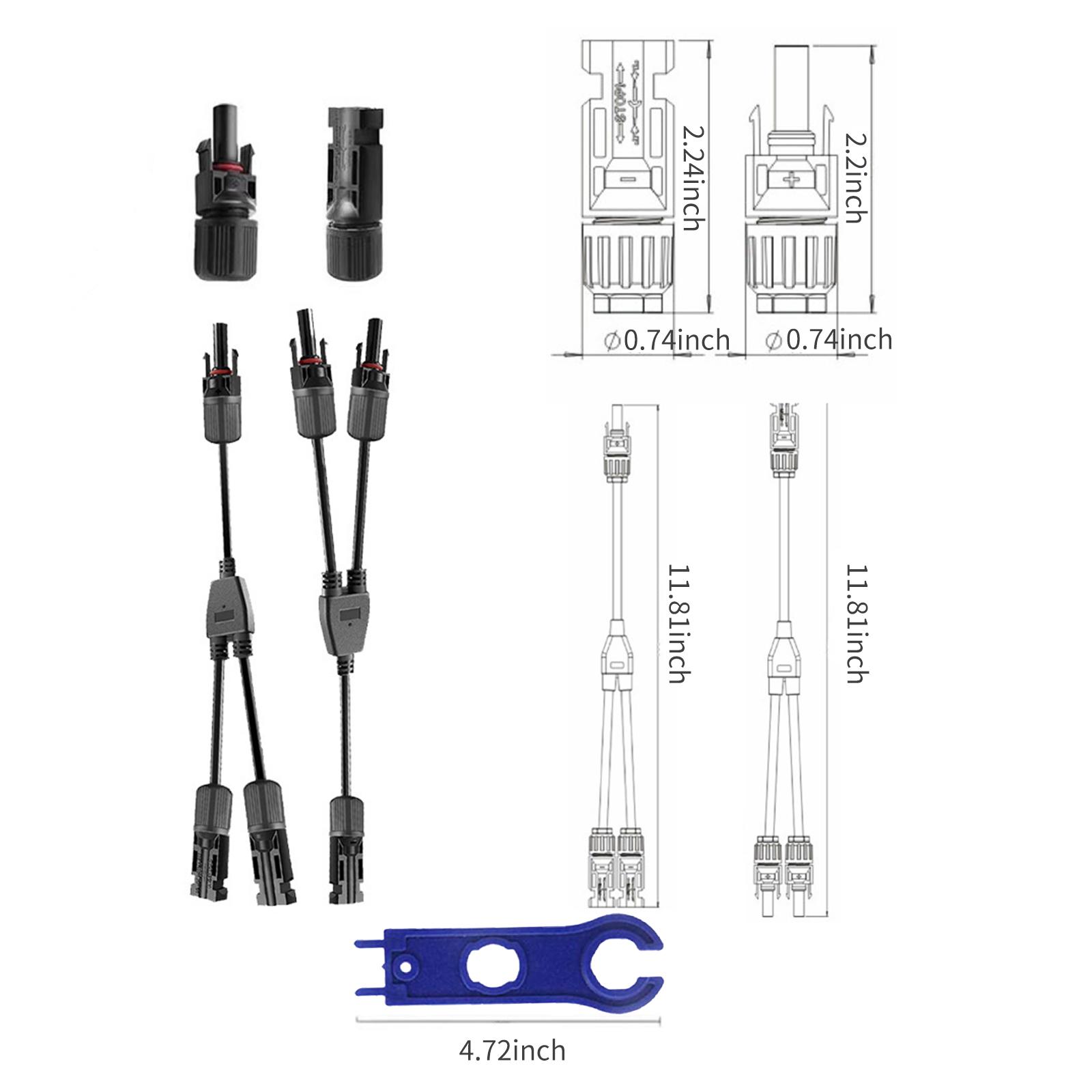 Đầu Nối Cáp Bảng Điều Khiển Năng Lượng Mặt Trời Âm/Dương Với Kìm Uốn 1 Đến 2 Nhánh Loại Y