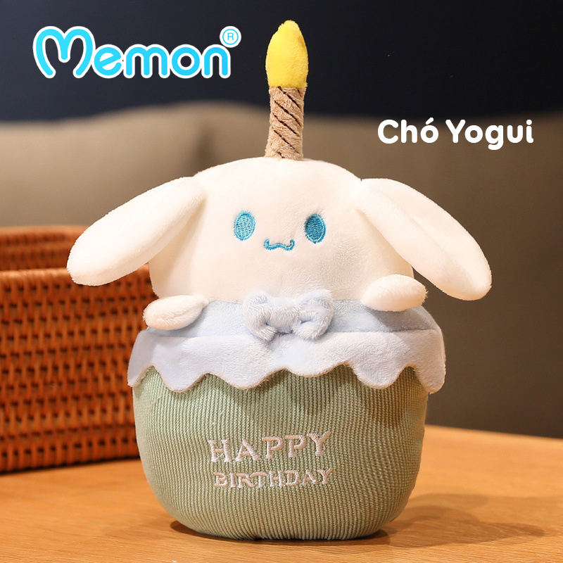 Gấu Nhạc Bánh Kem Chúc Mừng Sinh Nhật ( Phát Nhạc Happy Birthday Có Đèn ) 22cm Cao Cấp Memon