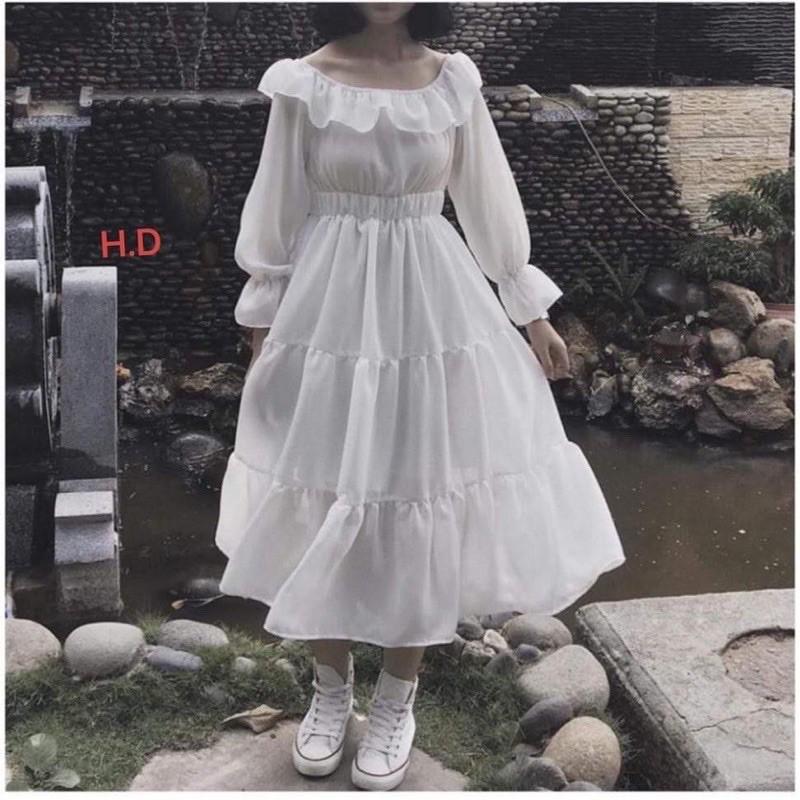 Mua Váy Tiểu Thư Baby Doll Đầm vintage Màu Trắng  Tiki