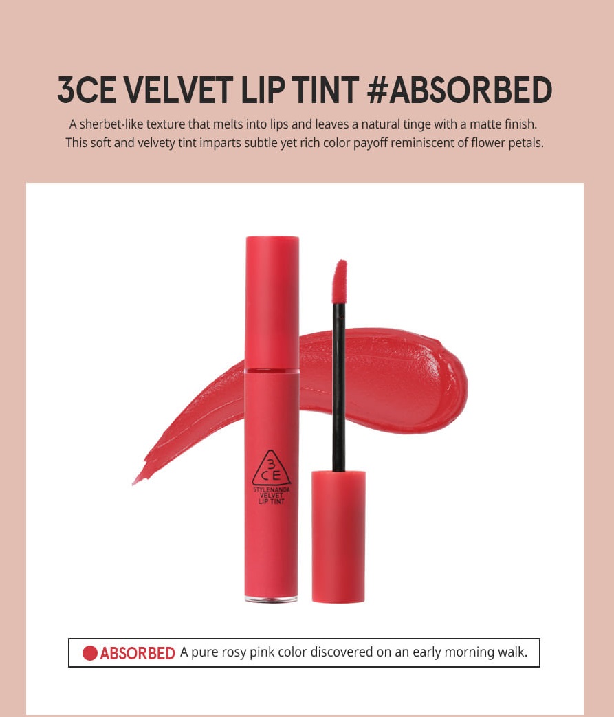 Son Kem Lì 3CE VELVET LIP TINT Mịn Màng Như Nhung 4g