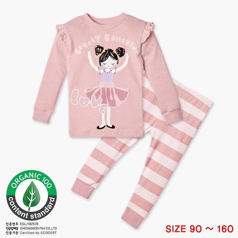Bộ đồ quần áo dài tay cotton mùa thu đông dáng ôm cho bé gái U1023 - Unifriend Hàn Quốc, Cotton Organic