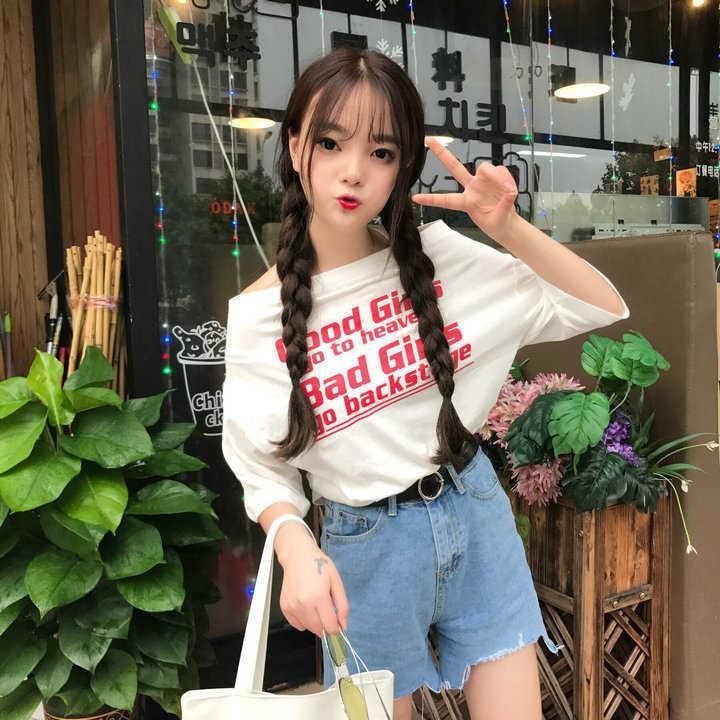 Áo thun ngắn tay in chữ phong cách Hàn Quốc