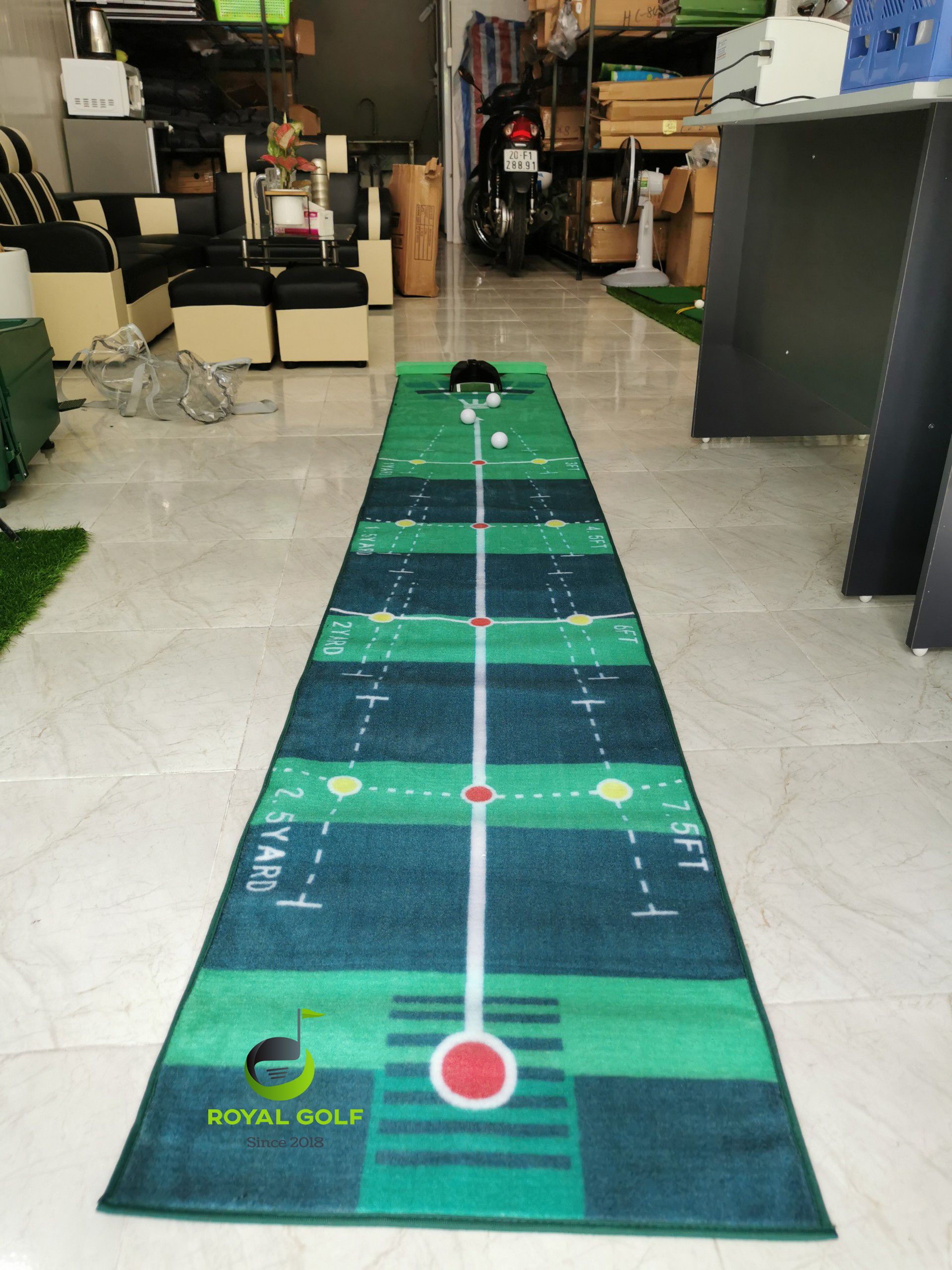 Combo thảm putt Golf cao cấp TL018 + máy trả bóng chạy bằng pin