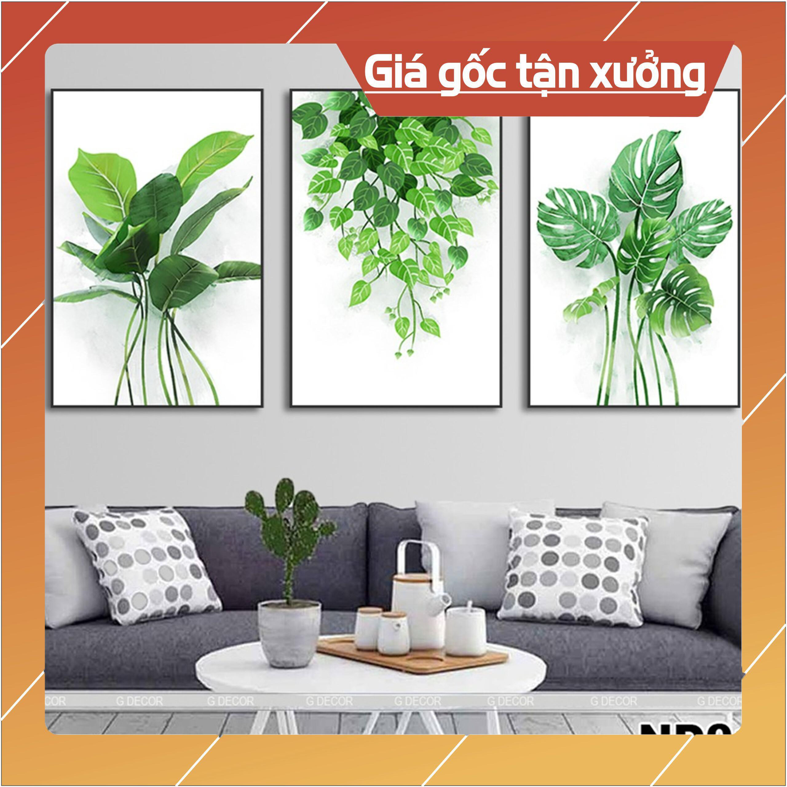 Bộ tranh treo tường phong thủy trang trí nội thất đẹp và giá gốc tại xưởng mới nhất thị trường ĐL 22 lá cây nhiệt đới thiên nhiên