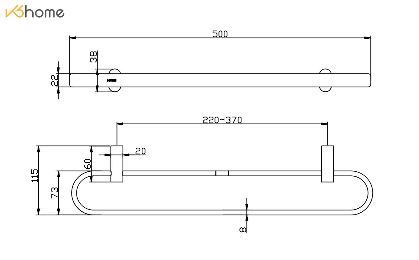 Thanh vắt khăn đôi phòng tắm 50cm dòng Alisa Moen - ACC2402