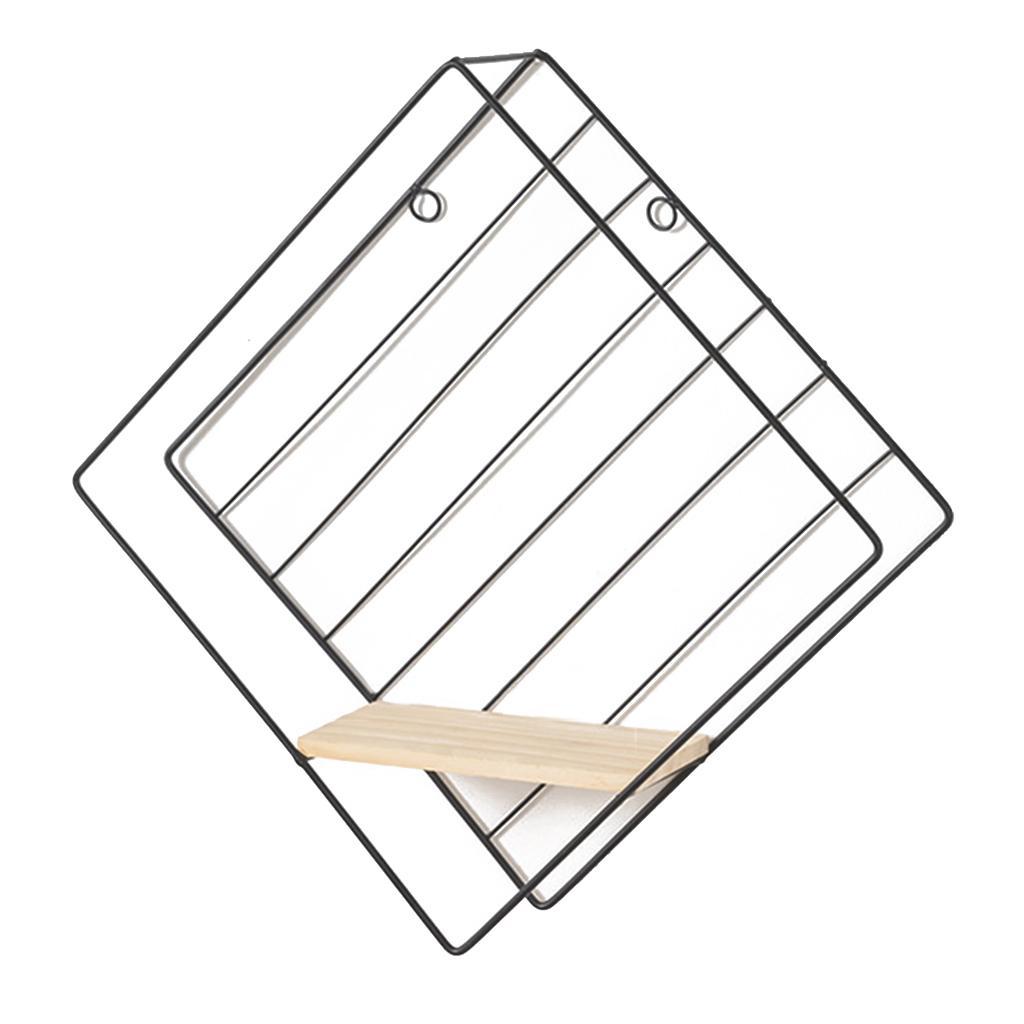 Iron Wall Floating Shelves Bathroom Bedroom Office Decor Black Rectangle