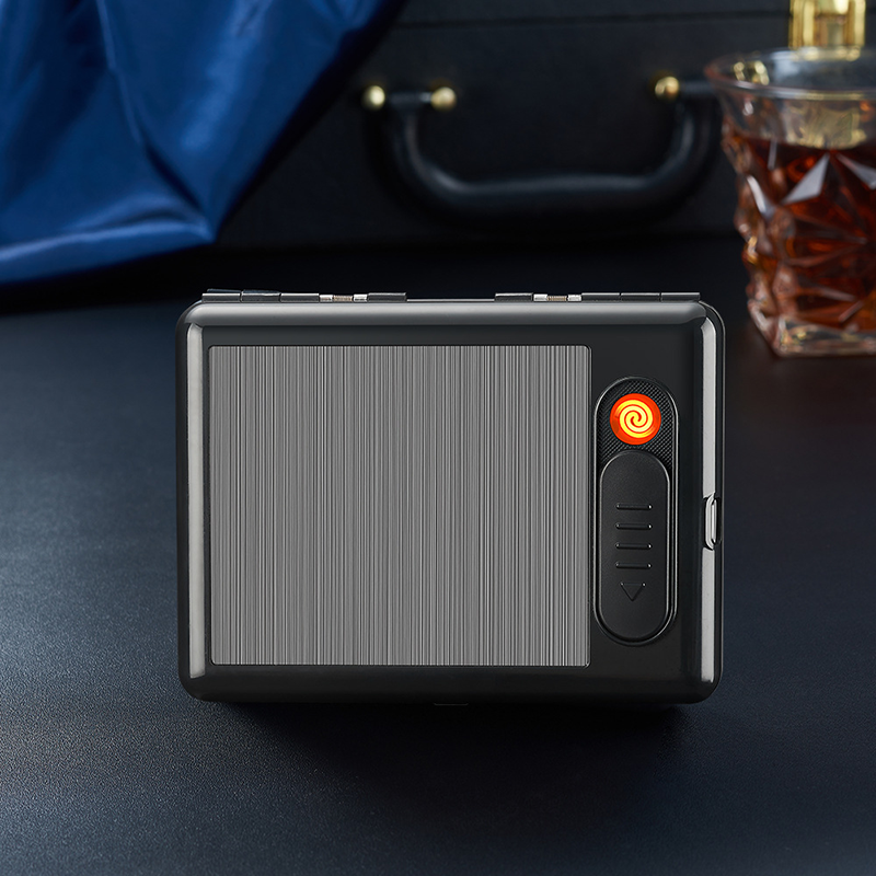 Bật Lửa Điện Kiêm Hộp Đựng Thuốc Kẹp 20Đ Vân Xước - Sạc Điện