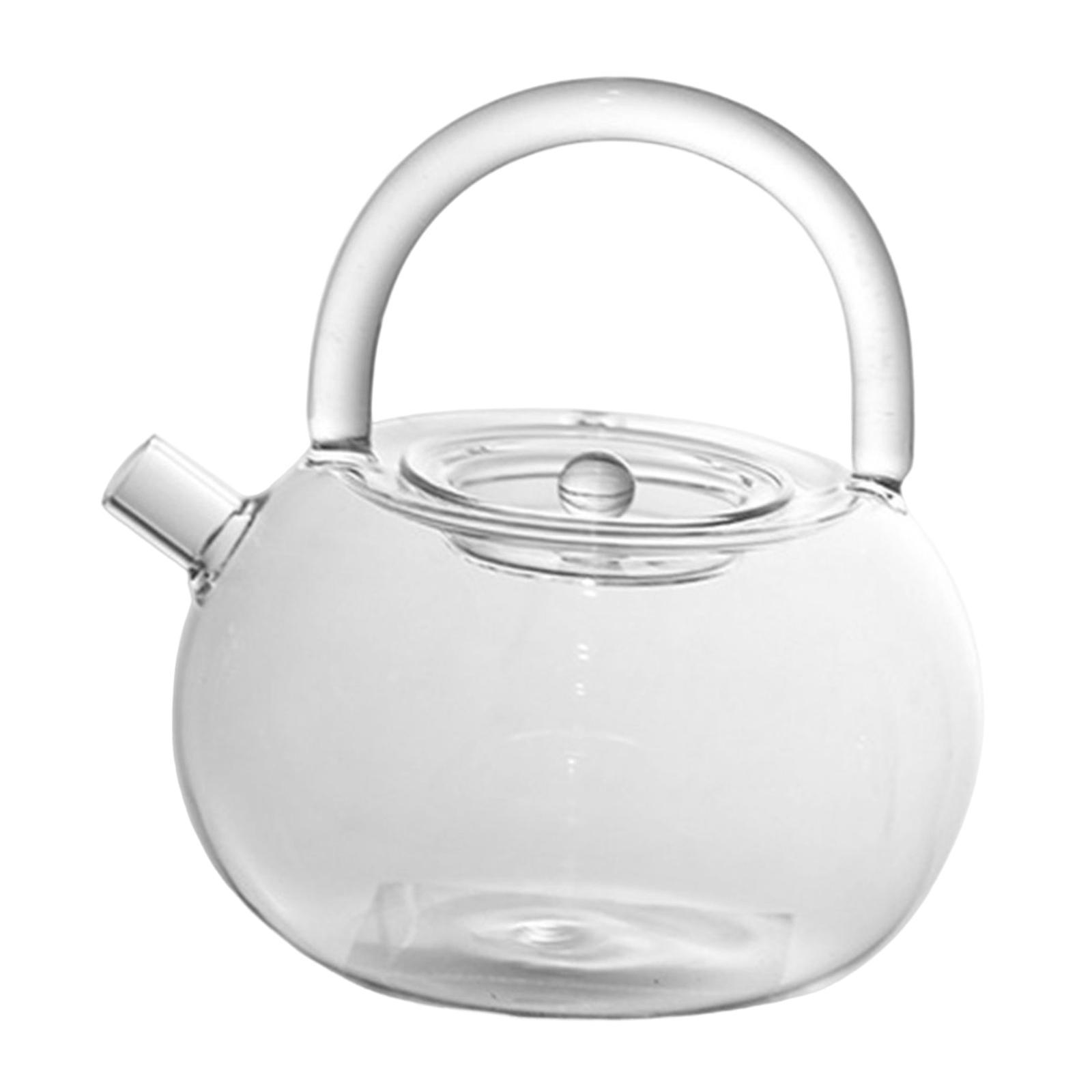 High Borosilicate Glass Tea Pot, Transparent Tea Kettle with Handle for Loose Leaf Blooming