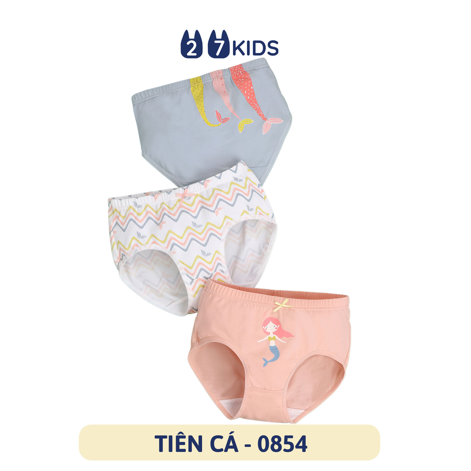 Set 3 quần lót bé gái tam giác 27kids Quần chip bé gái vải khử khuẩn công nghệ mới họa tiết dễ thương GSUW2