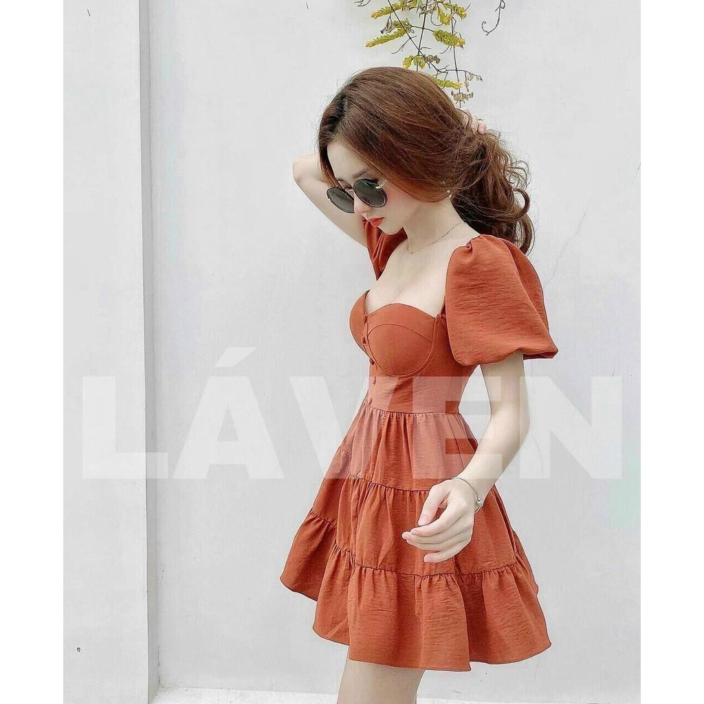 Đầm tay phồng dễ thương cho nàng dạo phố đi chơi dự tiệc có mút ngực