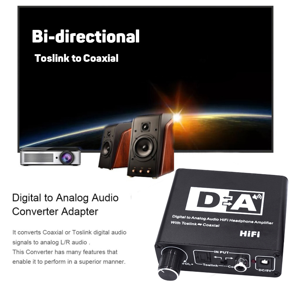 Bộ Chuyển Đổi Âm Thanh Kỹ Thuật Số HiFi Với Cáp Quang Chuyển Đổi Đồng Trục Sang RCA Có Công Tắc Hai Hướng Đồng Trục Với RCA