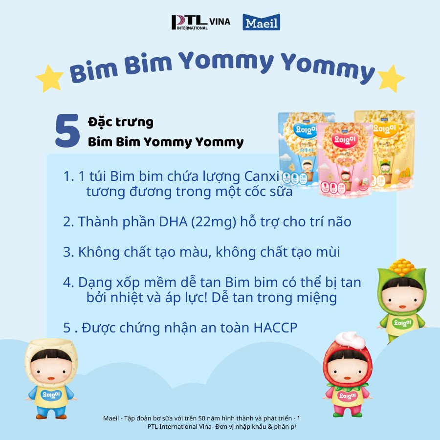 Bim Bim Maeil Yommy Yommy Hàn Quốc bổ sung DHA dành cho bé 12M 25g