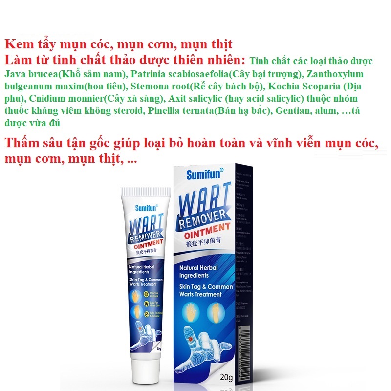 Kem bôi mụn thịt, mụn cóc thành phần thảo dược thiên nhiên kháng khuẩn giúp se khít lỗ chân lông