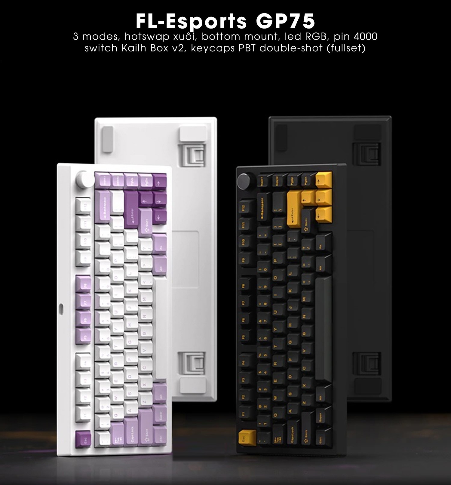 Bàn phím cơ FL-Esports GP75CPM Taro Purple - Hàng chính hãng