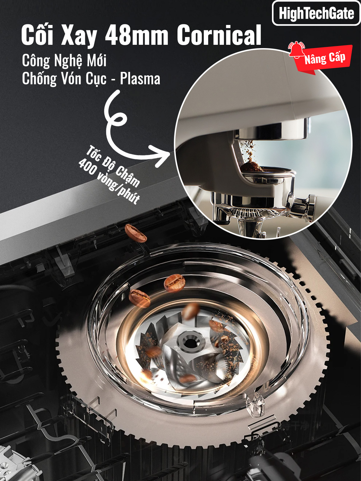 Máy pha cà phê espresso CF07-PLUS tích hợp xay hạt cà phê 20 mức, đánh bọt sữa, pha espresso 20 bar mạnh mẽ, 4 trong 1 tiện lợi, 2 boilers và DIY kiểm soát nhiệt độ 3 cấp, họng pha chuyên nghiệp 58mm