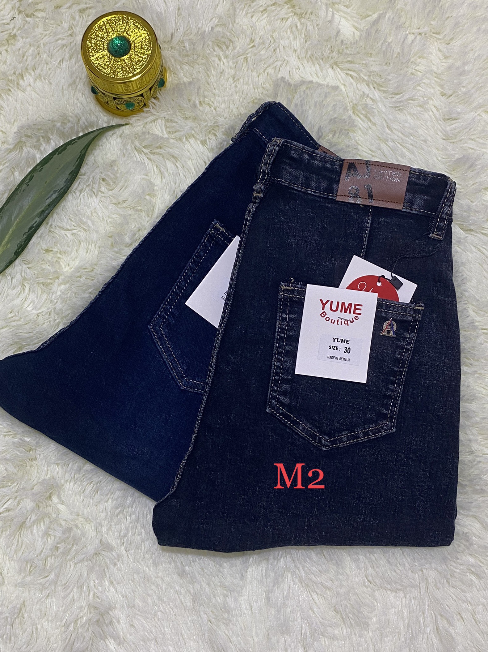 Quần jean dài nữ Lưng cao có size 26-44. [Vải dày và co giãn nhiều]. YUME JEAN BIGSIZE