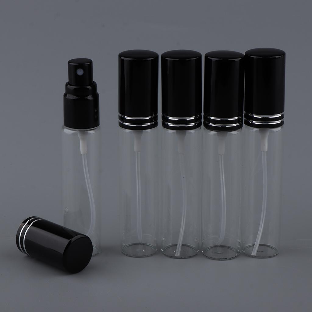 5 Pieces 10ml Empty Refillable Glass Perfume Spray Bottles Vial Black