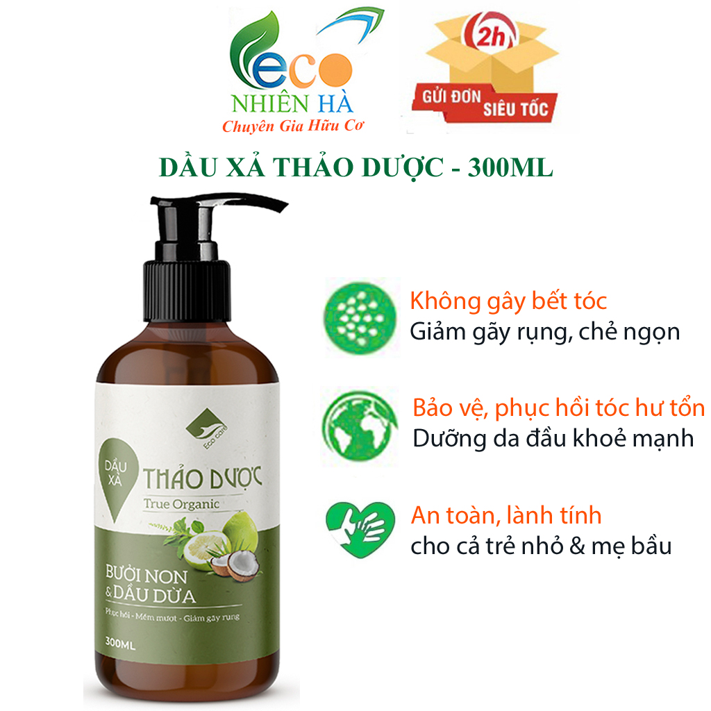 Dầu xả tóc ECOCARE 300ml dầu xả thảo dược, suôn mượt, phục hồi hư tổn, giảm chẻ ngọn