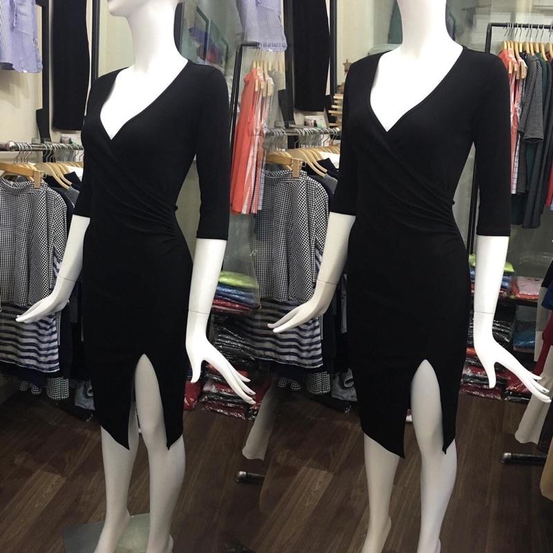 F251 ĐẦM ÔM BODY CỔ TIM ĐẮP CHÉO XẺ TÀ, NHÚNG EO