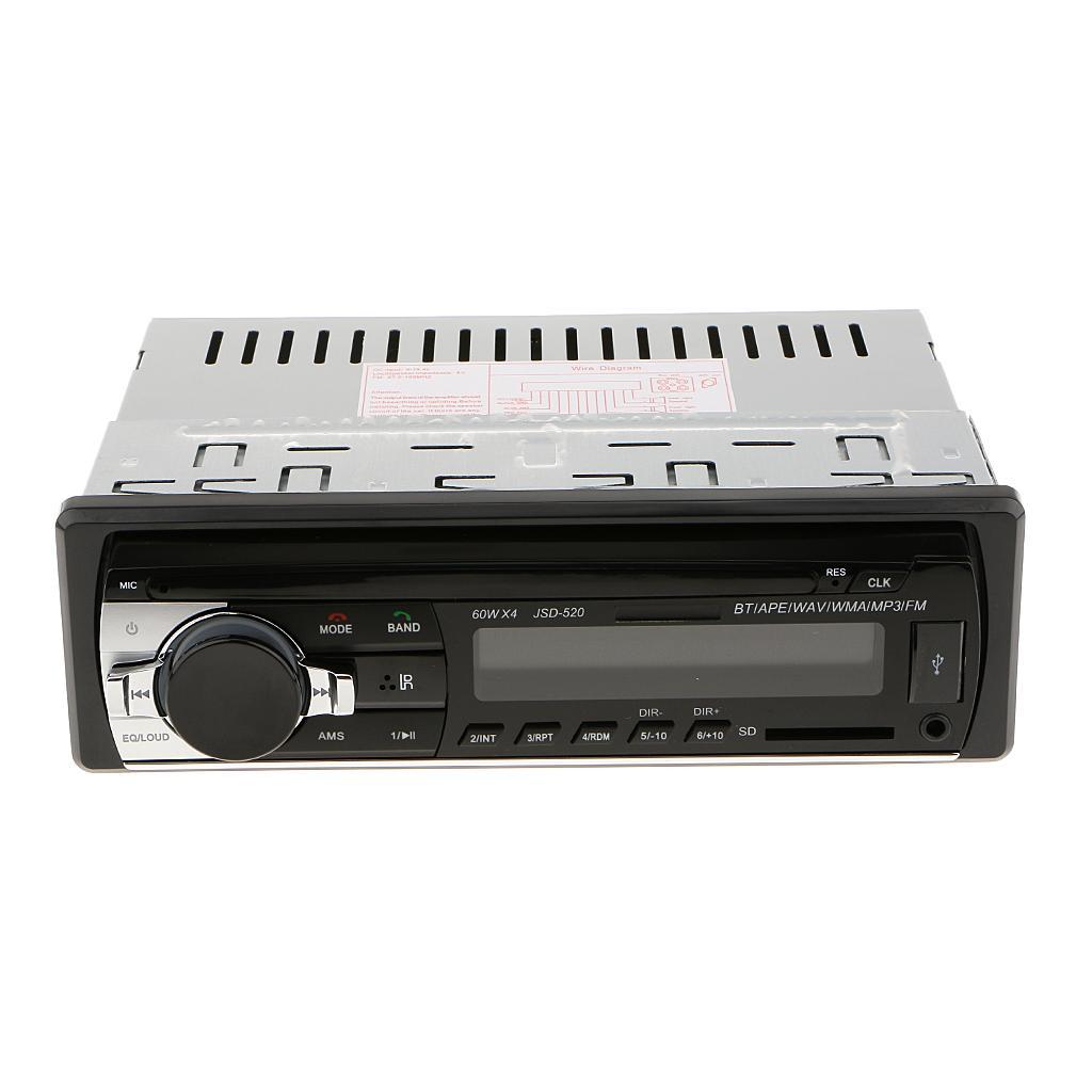 Car Radio Bluetooth 1 DIN In 12V SD/USB Aux FM CD Stereo Head Unit