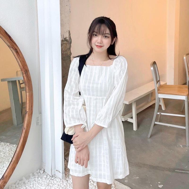 AIMEE_ĐẦM CỔ VUÔNG TAY PHỒNG