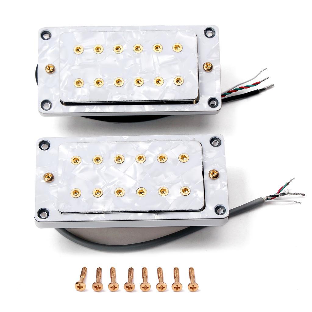 Height Adjustable Double Coil Neck Bridge Pickup for Electric Guitar White