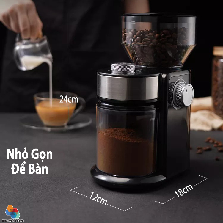 Máy xay cà phê gia đình HY-1421 pha cafe phin, pha máy nhỏ giọt, pha túi lọc đa dạng với 16 cấp độ xay nghiền, 2-14 cốc mỗi lần