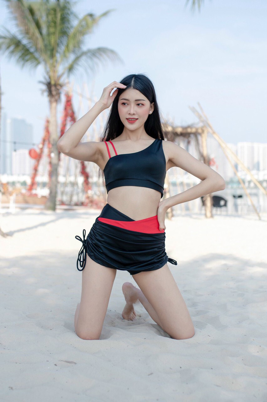 Bikini nữ 2 mảnh phối đồ bơi nữ váy 2 lớp có quần trong thun lạnh co dãn 4 chiều chất dày tôn dáng gợi cảm sang chảnh đi biển | QP034