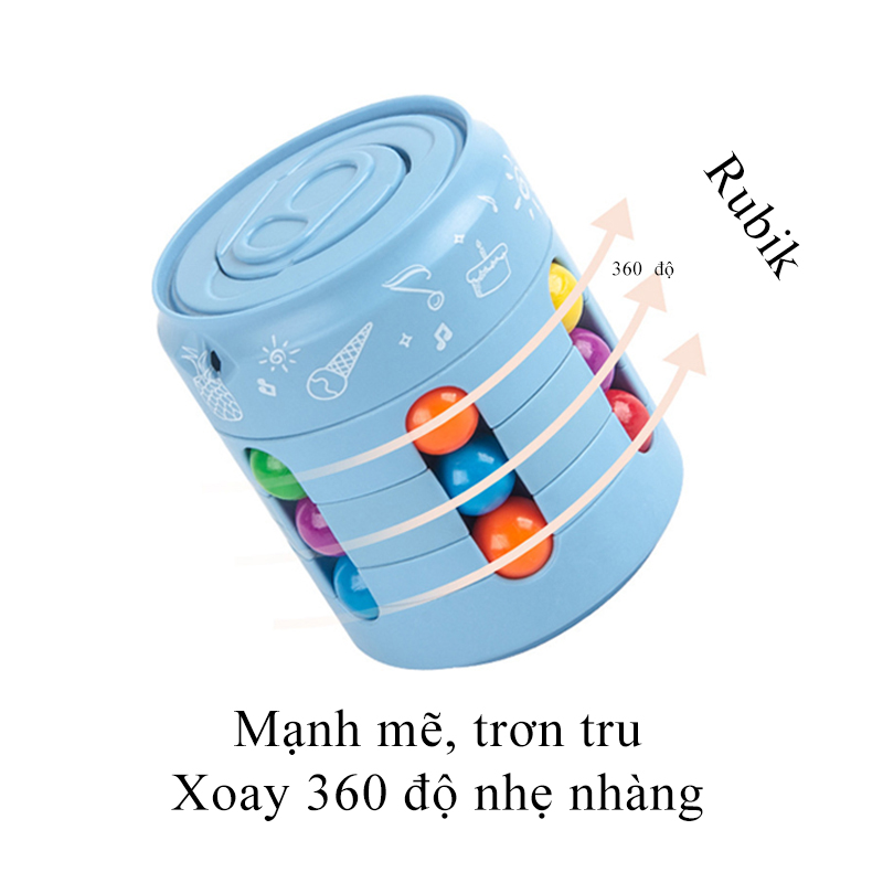 Đồ chơi xếp hình khối rubik dạng lon coca xoay 360 độ nhiều màu sắc 6 mặt hạt đậu