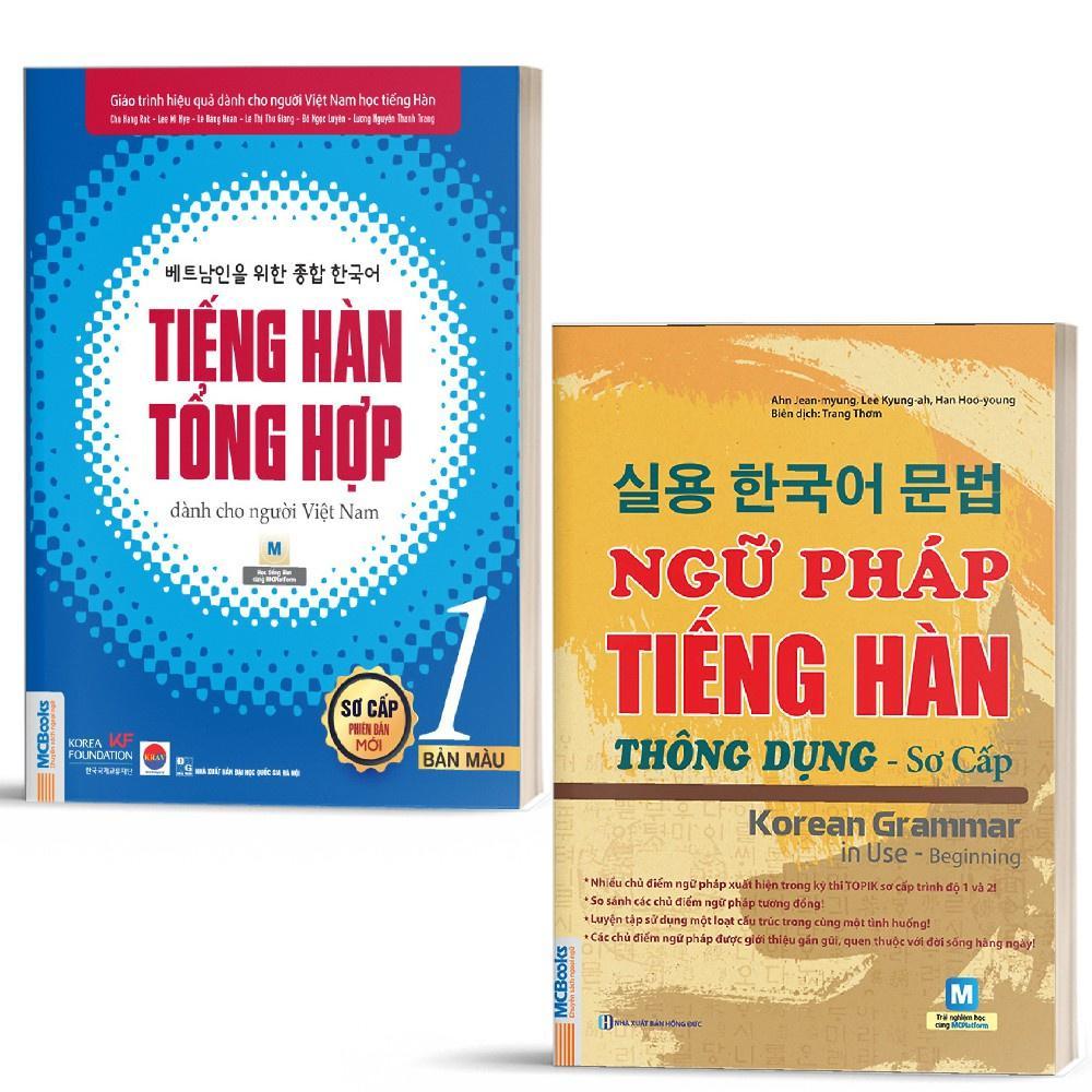 Sách - Giáo Trình Hàn Tổng Hơp Sơ Cấp 1 + Ngữ Pháp Tiếng Hàn Thông Dụng Sơ Cấp - Combo 2 Cuốn - MCBooks