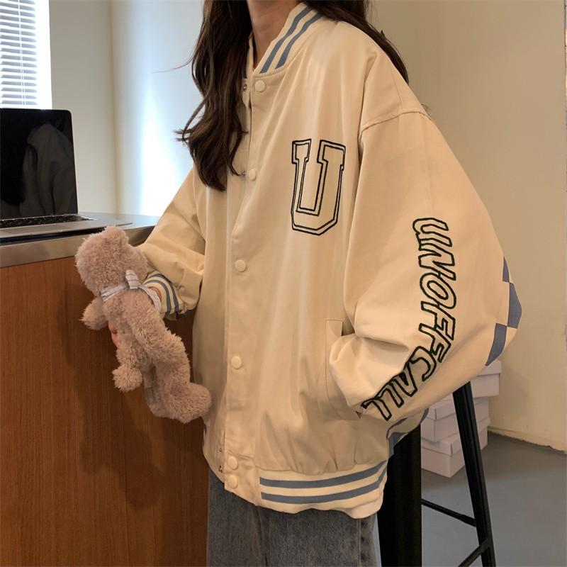 Áo bomber nữ oversize thời trang ulzzang hàn quốc áo khoác nữ bomber bóng chày form rộng màu đen đi học đi chơi unisex