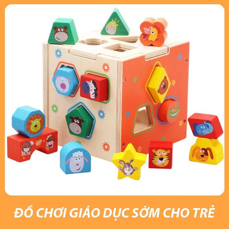 Bộ Đồ Chơi Hộp thả hình khối gỗ động vật - Đồ chơi giáo dục cho trẻ em, Giúp con phát triển kỹ năng sớm