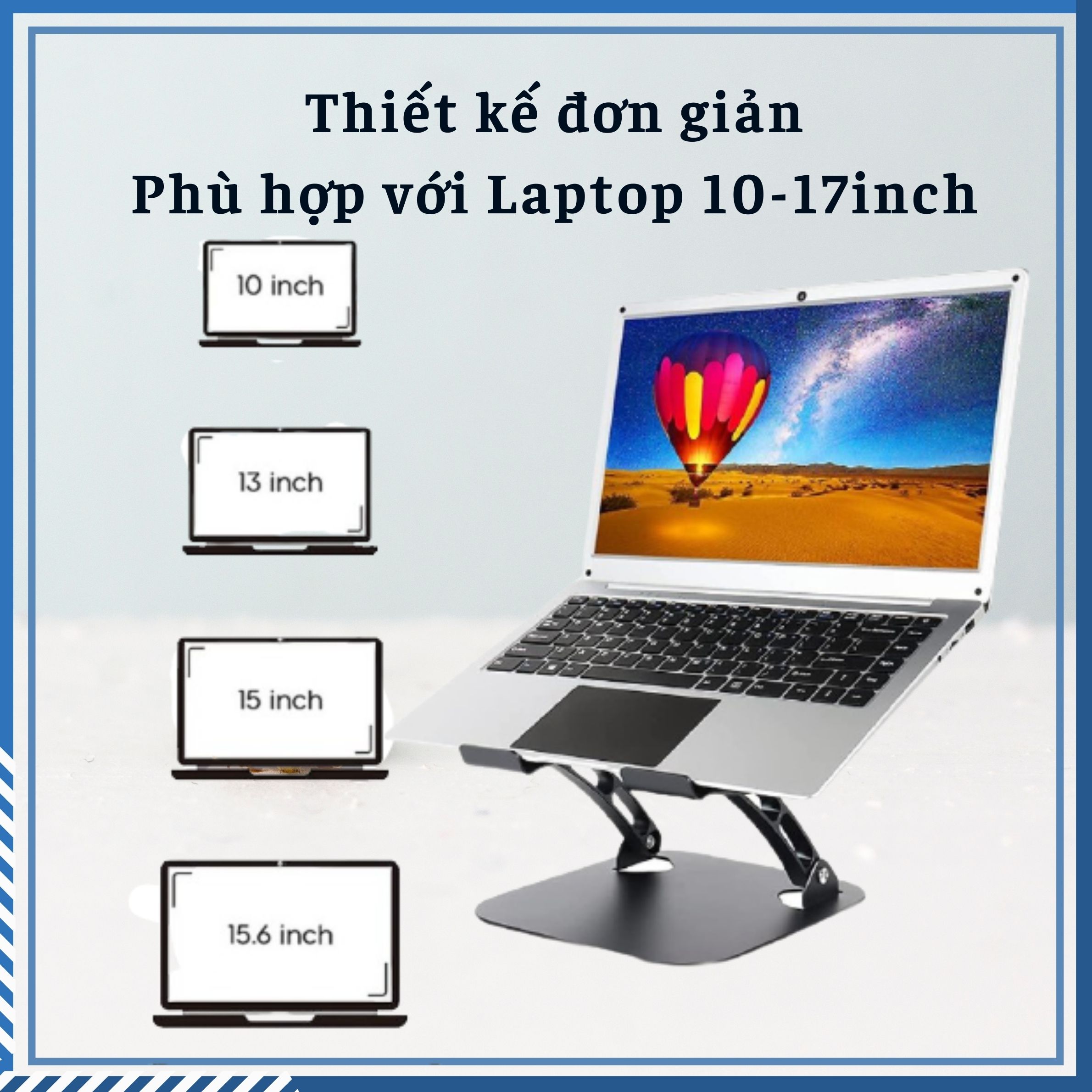 Giá Đỡ Laptop Hợp Kim Nhôm Cao Cấp, Hỗ Trợ Tản Nhiệt, Chống Trơn Trượt Tiện Lợi Dành Cho Laptop 10-17inch