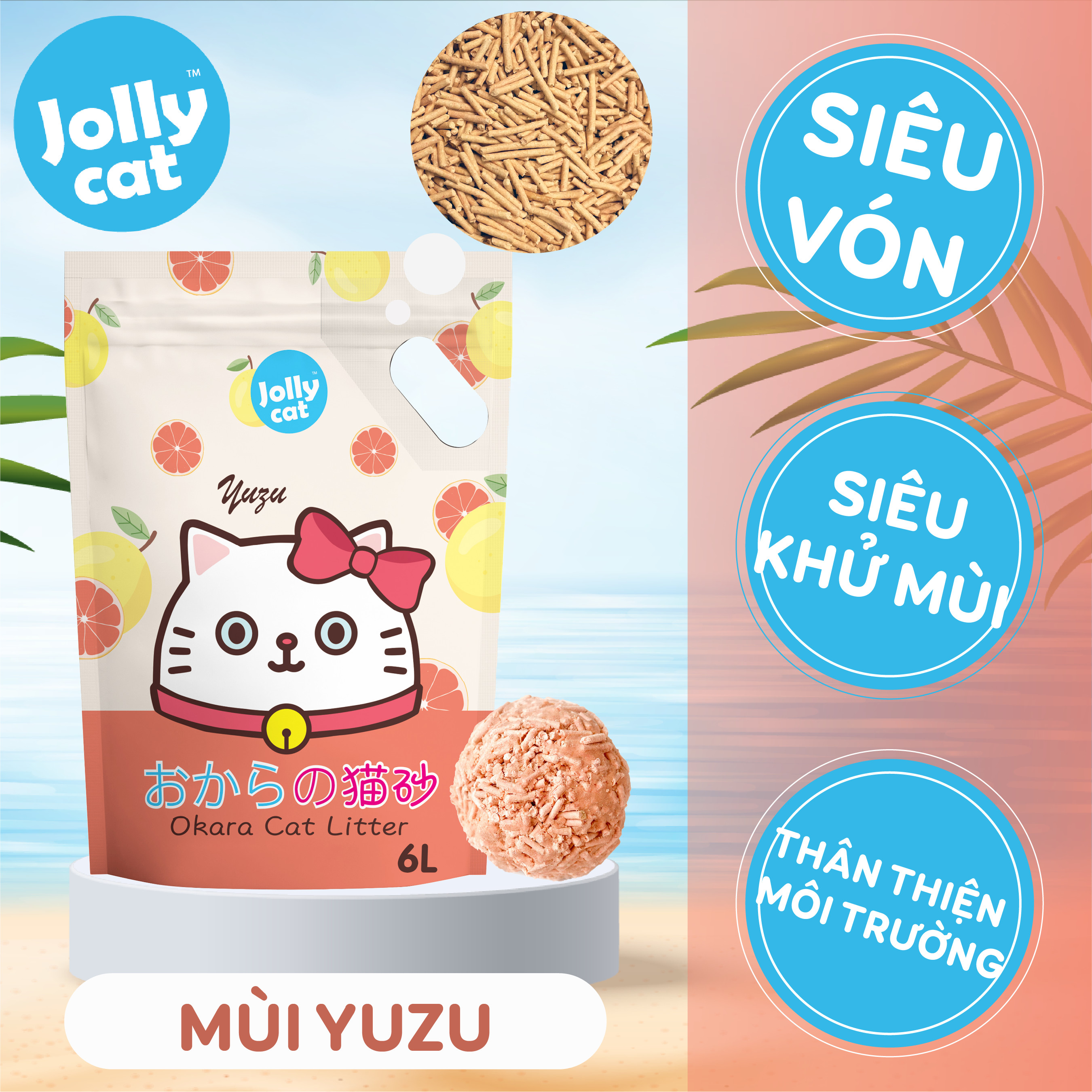 Combo 18L (6Lx3túi) - Cát đậu nành vệ sinh cho mèo Okara cat litter Jolly Cat | Jollycat (mùi ngẫu nhiên)