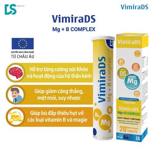 Combo viên sủi VimiraDS Mg+ B complex và calcium + Vitamin C 