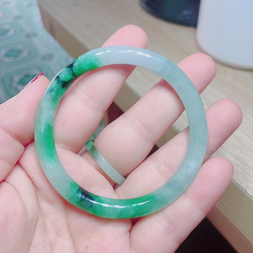 VÒNG TAY CẨM THACH VÂN XANH THIÊN NHIÊN BẢN TRÒN