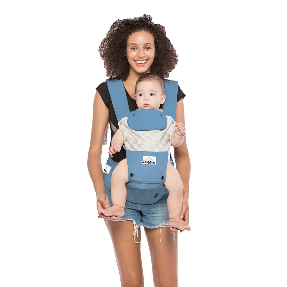 Địu ngồi cao cấp siêu mềm Comfybaby CF119-HC003 màu xanh - ghi