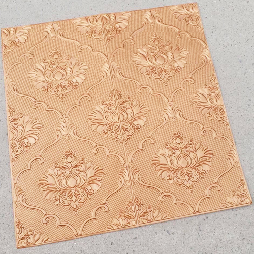 Bộ 10 Tấm Xốp Dán Tường Cổ Điển Hoa Sen 3D Màu Nâu Đồng 70x70cm Siêu Đẹp, Sang Trọng