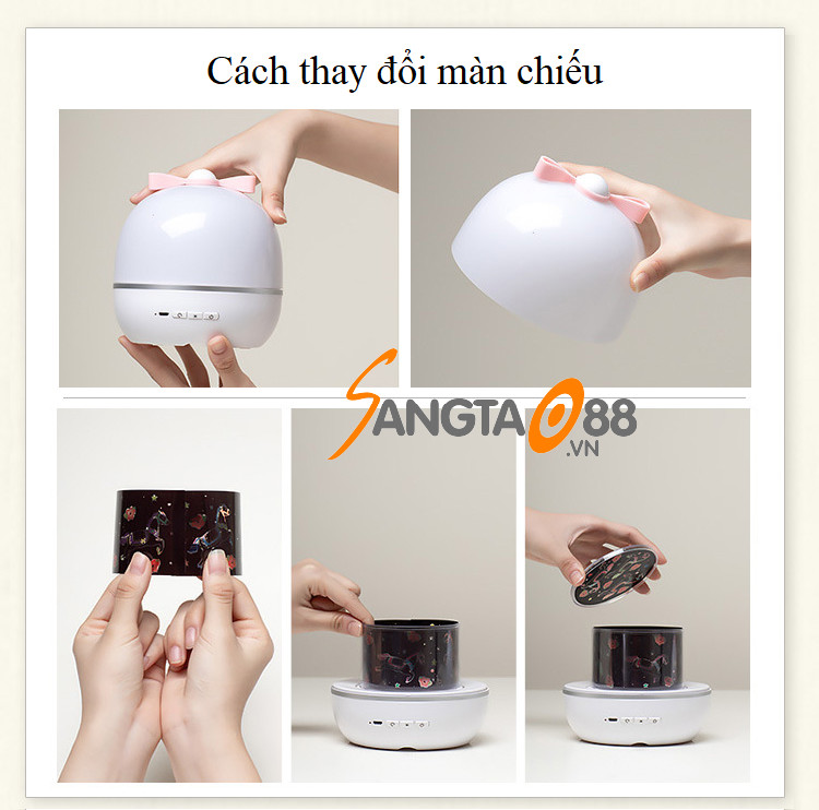 Đèn trang trí để bàn tạo sao màn HD nhiều mẫu, 3 màu sáng chuyển động cao cấp E01