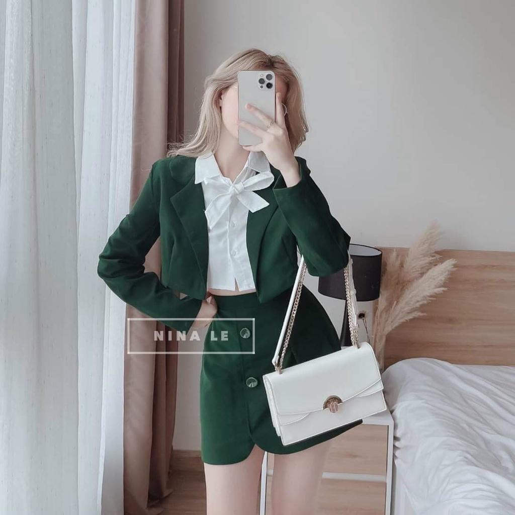 Sét VEST 3 MÓN áo sơmi kèm vest ngắn và chân váy xịn xò