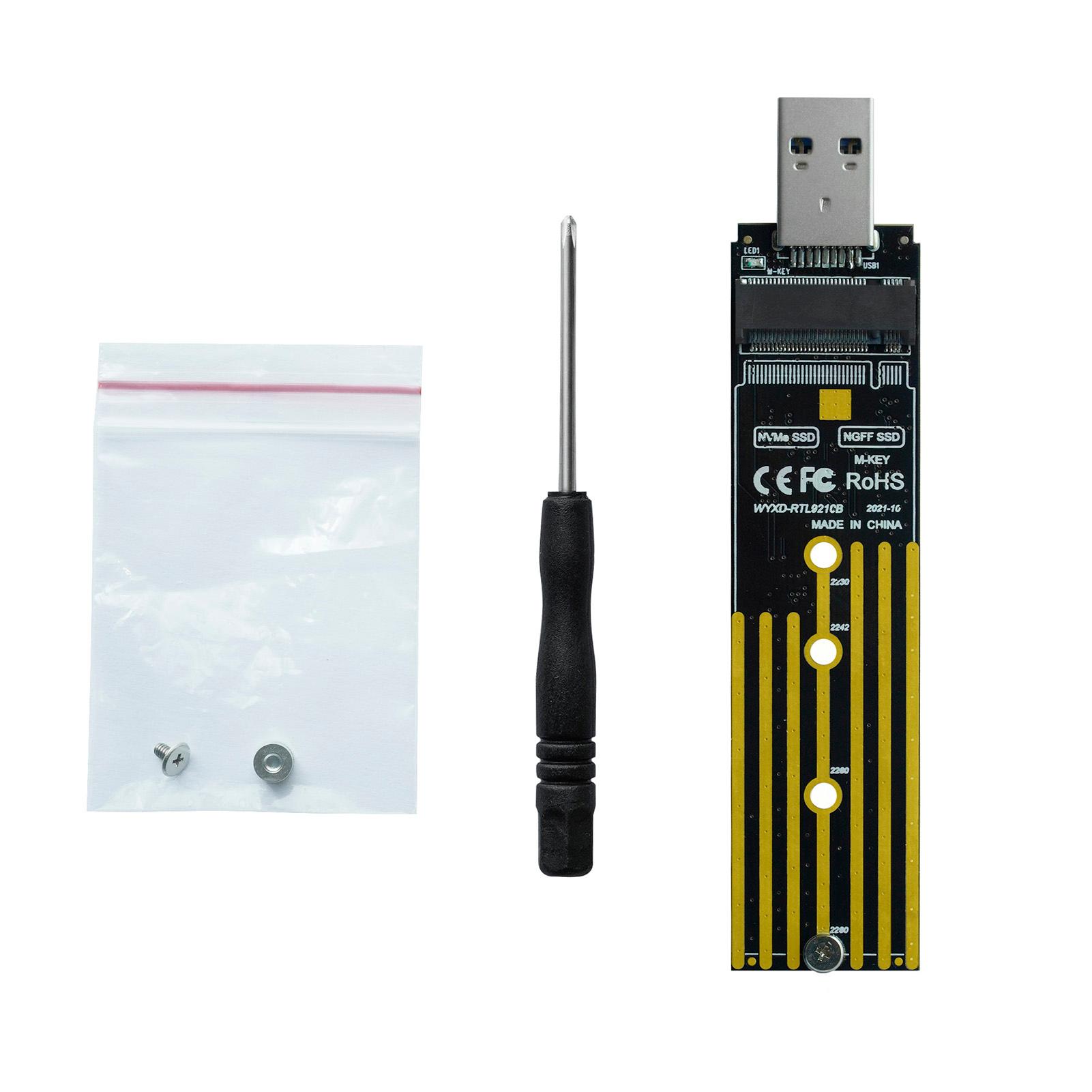M2008 NVMe PCIe To USB3.1 Type A M.2 In-line Adapter Board 2 in 1 Support NVMe & SATA Dual Protocol