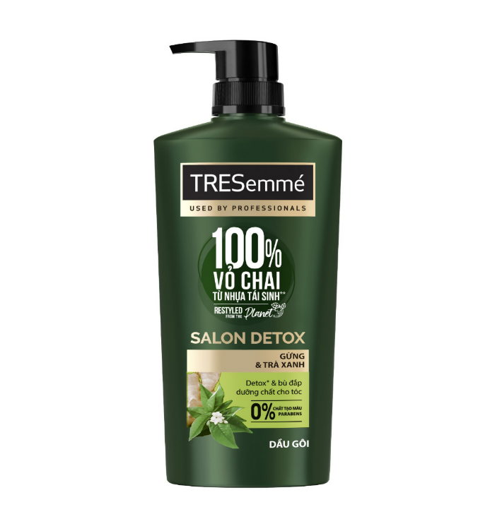 Dầu gội TRESEMME Salon Detox Dưỡng tóc chắc khỏe bóng mượt Gừng và Trà xanh Giúp detox tóc sạch sâu 850g