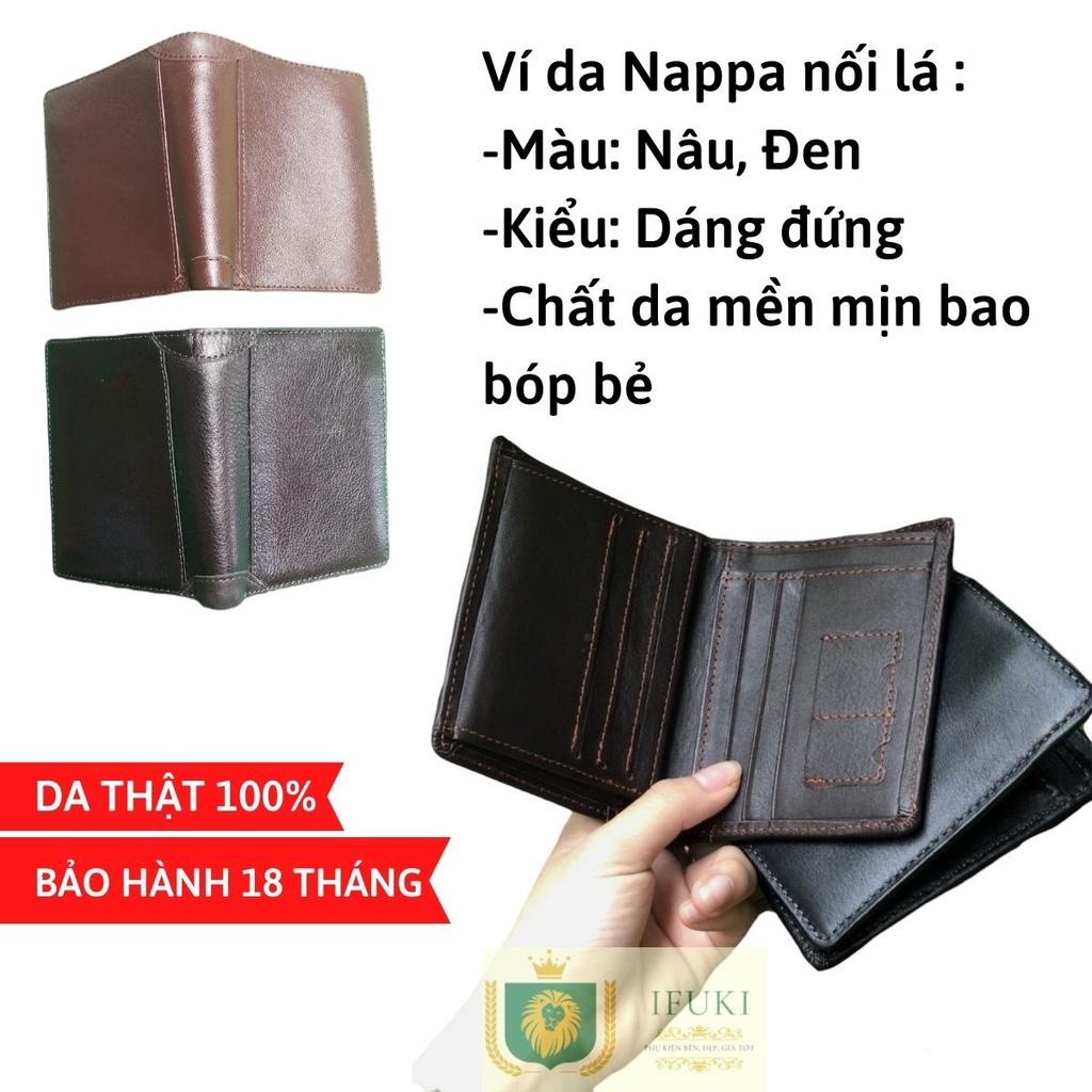 Ví da nam nối lá dáng đứng , làm từ da bò Nappa thật cao cấp , nhỏ gọn , đẹp , dùng đựng thẻ , đựng tiền - IFUKI