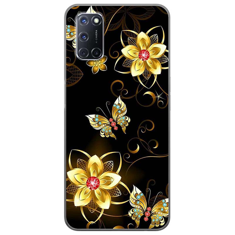 Ốp lưng dành cho Oppo A52  mẫu Hoa đỏ vàng