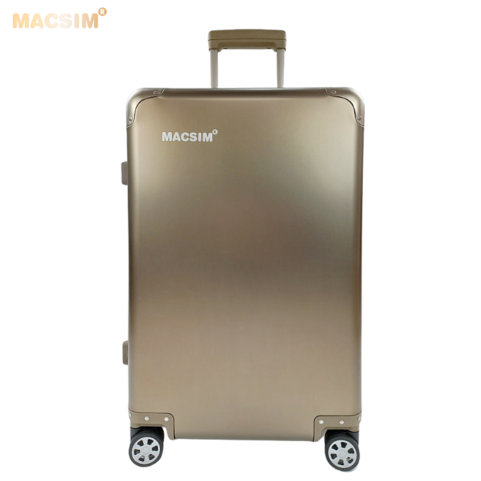 Vali tay kéo cao cấp chất liệu hợp kim nhôm nguyên khối MS1318 Macsim màu ti-gold cỡ 24inches